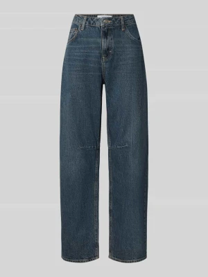 Jeansy o kroju barrel fit z czystej bawełny z szlufkami na pasek Topshop Czarny