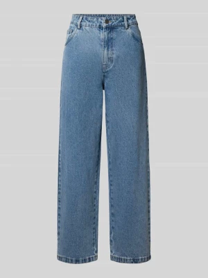 Jeansy o kroju barrel fit z wpuszczanymi kieszeniami Karo Kauer Jeansowy niebieski