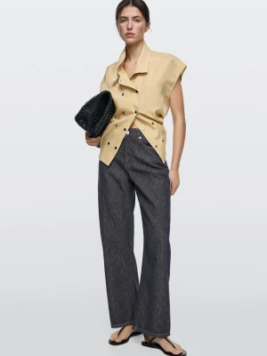 Jeansy O Kroju Barrel Fit Z Wysokim Stanem - Ciemnoniebieski - - Massimo Dutti - Kobieta