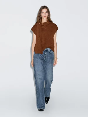 Jeansy O Kroju Barrel Fit Z Wysokim Stanem - Średni Niebieski - - Massimo Dutti - Kobieta