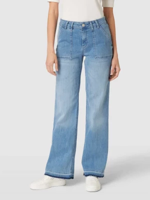 Jeansy o kroju bootcut fit z naszywką z logo i efektem sprania milano italy