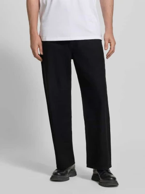 Jeansy o kroju loose fit z szerokimi nogawkami z czystej bawełny model 'HUGO 554' Czarny