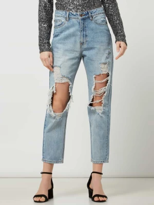 Jeansy o kroju mom fit z bawełny bardot