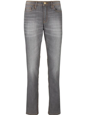Jeansy o kroju mom, mid waist, z wygodnym stretchem BonPrix szary