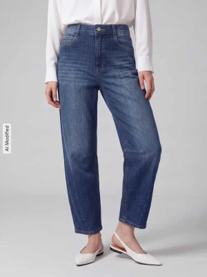 jeansy o kroju regular fit barrel z mieszanki bawełny model 'ELLY' Angels Niebieski