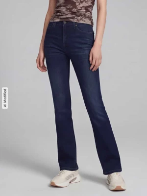 Jeansy o kroju regular fit bootcut z mieszanki wiskozy i bawełny model 'PARIS FLARED' CAMBIO Ciemnoniebieski