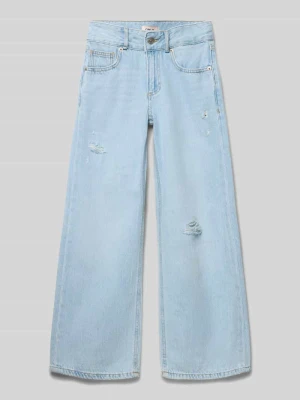 Jeansy o kroju regular fit z szerokimi nogawkami z czystej bawełny model 'KOGMOTT' Only Jasnoniebieski