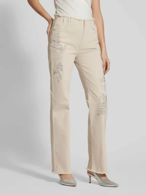 Jeansy o kroju regulat fit z cekinowym obszyciem monari