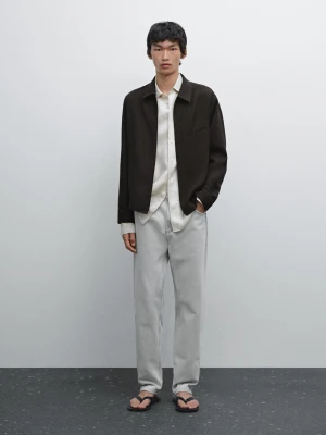 Jeansy O Kroju Relax Fit - Szary Antracytowy - - Massimo Dutti - Mężczyzna