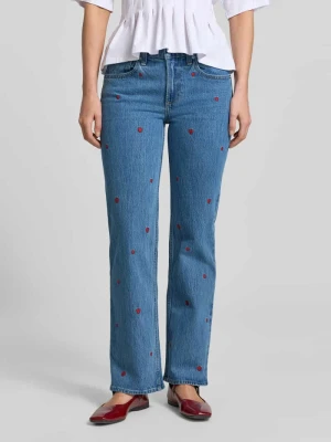 Jeansy o kroju relaxed fit straight z haftem GAP