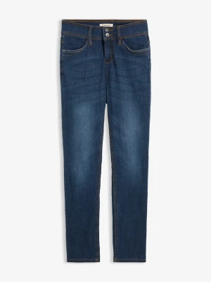 Jeansy o kroju slim fit, high-waist, z wygodnym stretchem BonPrix niebieski