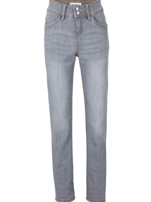 Jeansy o kroju slim fit, high-waist, z wygodnym stretchem BonPrix szary