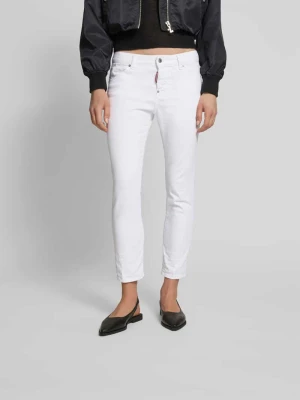 Jeansy o kroju slim fit z detalem z logo Dsquared2 Biały