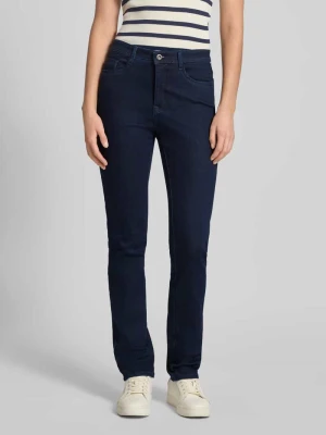 Jeansy o kroju slim fit z efektem znoszenia model ‘MARY THERMO’ BRAX Ciemnoniebieski