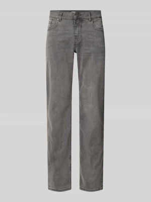 Jeansy o kroju slim fit z elastycznej mieszanki bawełny z szlufkami na pasek REVIEW Ciemnoszary