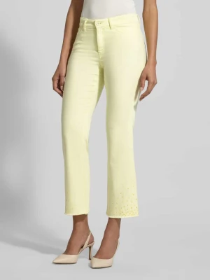 Jeansy o kroju slim fit z frędzlami Marc Cain