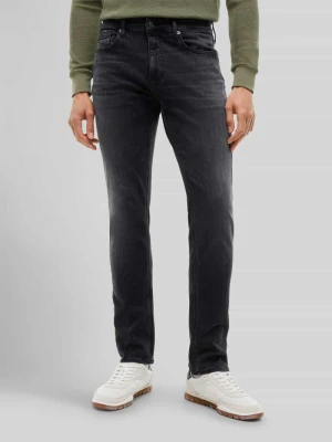 Jeansy o kroju slim fit z mieszanki bawełny i modalu model 'SCANTON' Tommy Jeans czarny
