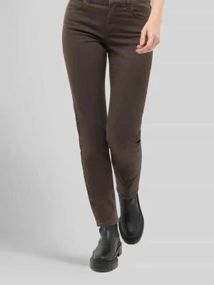 jeansy o kroju slim fit z mieszanki bawełny model 'CICI' Angels Ciemnobrązowy