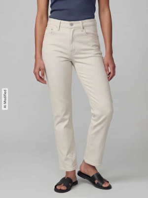 jeansy o kroju slim fit z mieszanki bawełny model 'RIBCAGE' Levi's Złamany biały