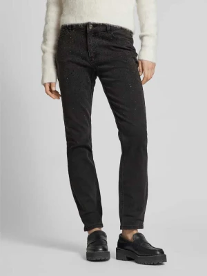 Jeansy o kroju slim fit ze szlufkami na pasek i dodatkiem wiskozy Christian Berg Woman