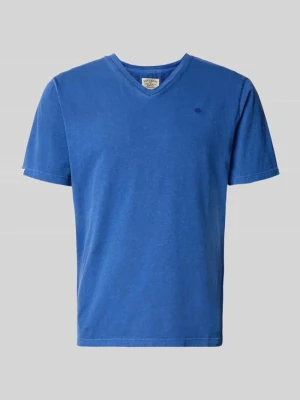 T-shirt z mieszanki bawełny i lnu z dekoltem w serek Superdry