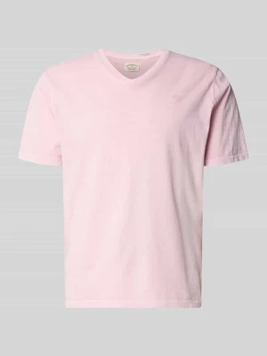 T-shirt z mieszanki bawełny i lnu z dekoltem w serek Superdry