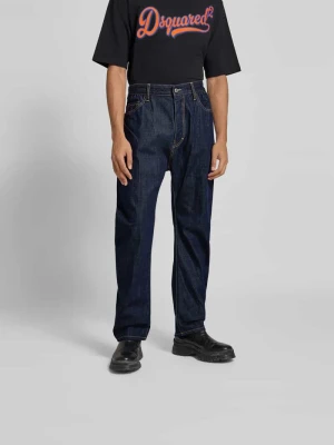 Jeansy o kroju straight fit z 5 kieszeniami Dsquared2 Ciemnoniebieski