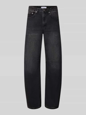 Jeansy o kroju straight fit z czystej bawełny Topshop Ciemnoszary melanż