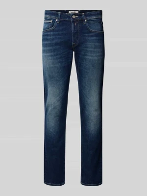 Jeansy o kroju straight fit z efektem znoszenia model ‘GROVER’ Replay