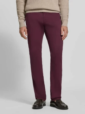 Jeansy o kroju straight fit z elastycznej mieszanki bawełny model 'Lyon' Pierre Cardin Bordowy