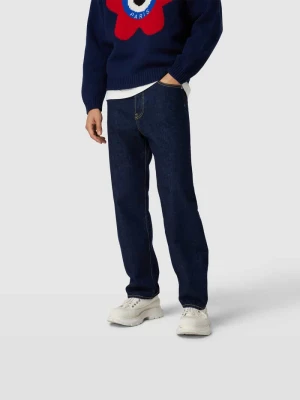 Jeansy o kroju straight fit z kontrastowymi przeszyciami Kenzo Ciemnoniebieski