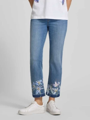 Jeansy o kroju straight fit z kwiatowym printem Marc Cain