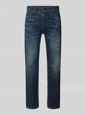 Jeansy o kroju straight fit z mieszanka bawełny model 'C-Ogden' Boss Ciemnoniebieski
