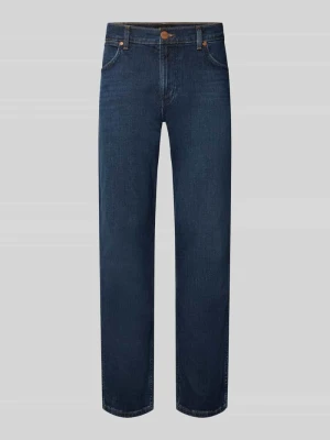 Jeansy o kroju straight fit z mieszanka bawełny model 'Greensboro' Wrangler Ciemnoniebieski