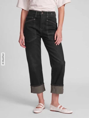 Jeansy o kroju straight fit z mieszanki bawełny model 'Baggy Straight' MAC Ciemnobrązowy