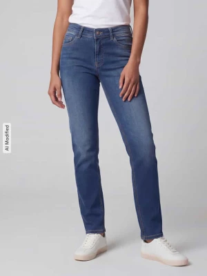 Jeansy o kroju straight fit z mieszanki bawełny model 'Carrie' MAC Niebieski