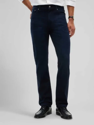 Jeansy o kroju straight fit z mieszanki bawełny model 'DENTON SLIM' Tommy Hilfiger Ciemnoniebieski
