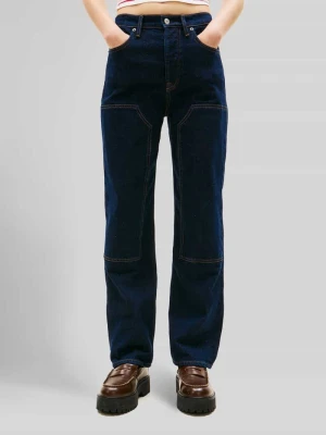 Jeansy o kroju straight fit z mieszanki bawełny model 'LAYLA' Tommy Jeans Ciemnoniebieski