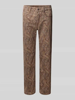 Jeansy o kroju straight fit z mieszanki bawełny z dodatkiem modalu model 'Dream Cropped' MAC Ciemnobrązowy