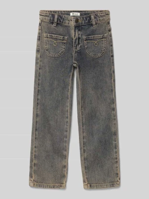 Jeansy o kroju straight fit z naszywanymi kieszeniami Steiff
