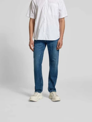 Jeansy o kroju straight fit z naszywką z logo Closed Jeansowy niebieski