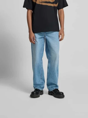 Jeansy o kroju straight fit z naszywką z logo Diesel Granatowy