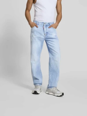 Jeansy o kroju straight fit z naszywką z logo Dsquared2 Jeansowy niebieski