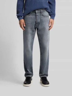 Jeansy o kroju straight fit z naszywką z logo model 'Jonah' Hugo Jeansowy niebieski