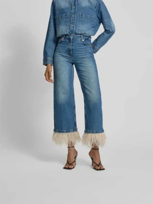 Jeansy o kroju straight fit z piórkami IRO Jeansowy niebieski