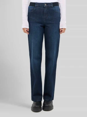 Jeansy o kroju straight fit z wysokim stanem z paskiem z logo Angels Ciemnoniebieski