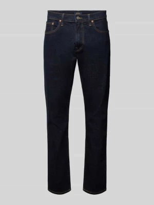 Jeansy o kroju straight fit ze stylizowaną na denim w surowym wykończeniu Polo Ralph Lauren Ciemnoniebieski