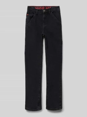 Jeansy o kroju tapered fit z 5 kieszeniami Hugo Czarny