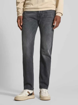 Jeansy o kroju tapered fit z efektem znoszenia model ‘Lyon’ Pierre Cardin