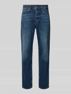 Jeansy o kroju tapered fit z mieszanki bawełny model 'David' Lee Ciemnoniebieski